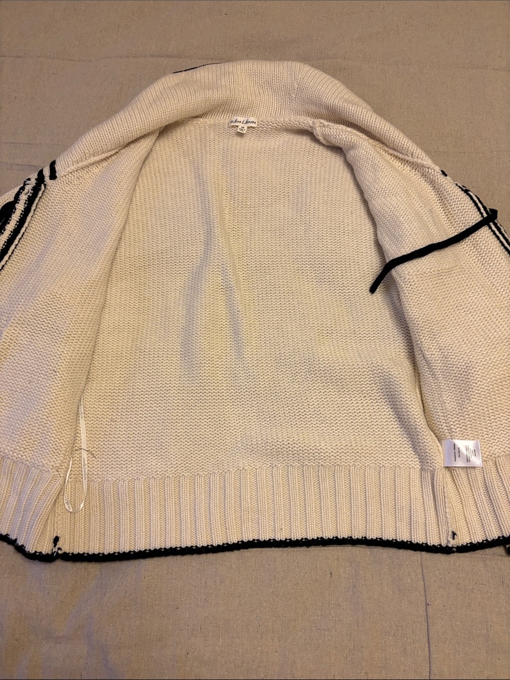For Love & Lemons Marina Cream Knit Sailor Cardigan with Black Trim XS - Picture 8 of 15